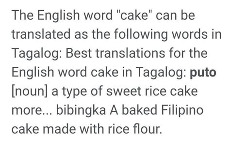 ano ang tagalog ng cake brainly|Meaning of cake .